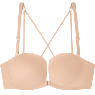 好奇蜜斯前扣内衣女聚拢小胸显大性感无痕文胸罩套装收副乳防下垂