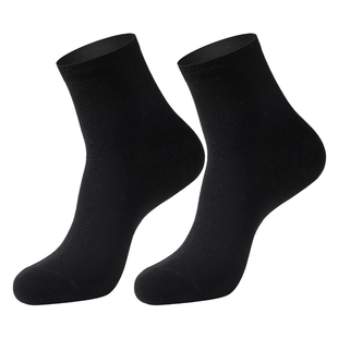 雅鹿袜子女士冬季纯黑色棉袜四季中筒袜秋冬透气长袜ins潮短袜