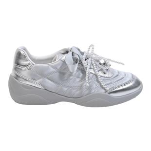 UDV芭蕾舞银色德训鞋女2025春季新款通勤四季鞋休闲鞋串珠板鞋