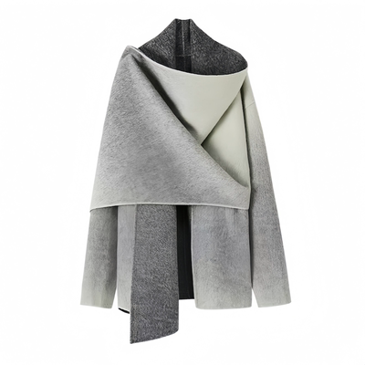 高级感渐变色双面羊毛呢斗篷大衣