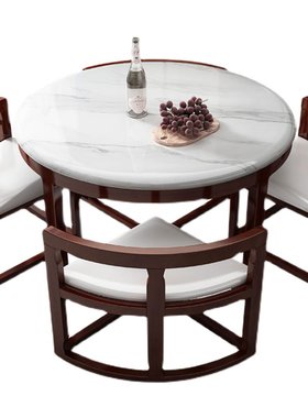 大理石简约现代隐形餐桌椅组合