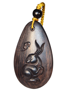 黑檀木雕十二生肖本命年吊坠