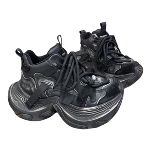 欧洲站复古增高老爹鞋女潮2025新款加绒松糕底做旧擦色百搭运动鞋