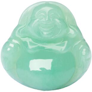 五花八门冰种翡翠佛公吊坠女18K金镶玉弥勒佛公玉坠项链笑佛挂件