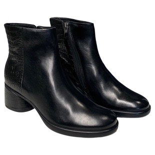 ECCO爱步女靴切尔西靴通勤粗跟侧拉链短靴222413雕塑