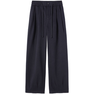 热风女士冬季长裤直筒宽松紧腰休闲裤2025年冬季新款脱裤百搭长裤