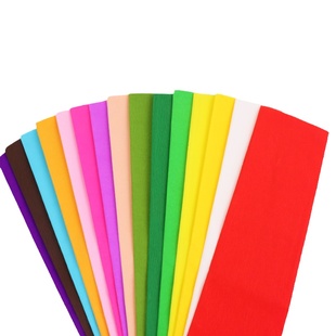 彩色皱纹纸手工花材料褶皱纸小学生幼儿园立体花纸花绿色邹纹纸