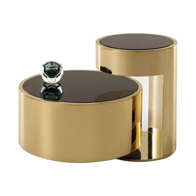 轻奢金属不锈钢高低茶几客厅沙发组合钢化黑玻套几Constellation