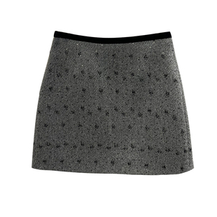 毛呢半身裙女2025秋冬高腰撞色钉珠百搭防走光显瘦包臀a字短裙子