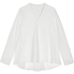 LESS春桑蚕真丝垂坠气质优雅V领纯色基础休闲套头衬衫2O2211150