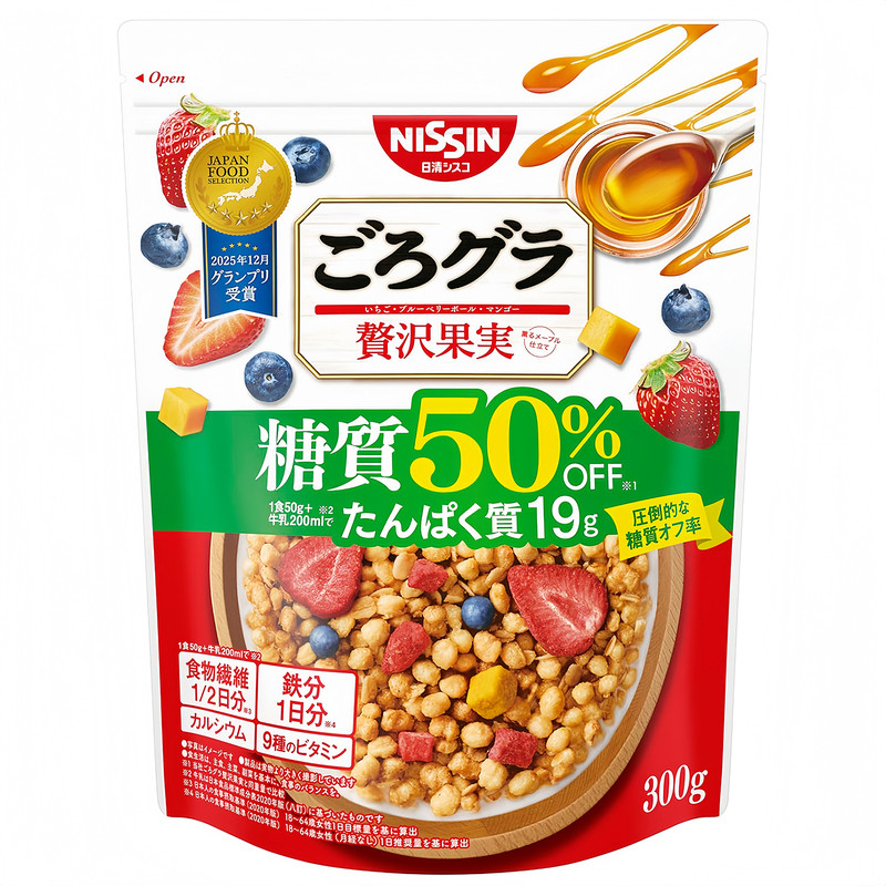 日本进口日清减糖坚果水果燕麦片