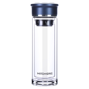 明霞3346双层玻璃杯定制广告杯礼品水杯随手礼订做茶杯便携男商务