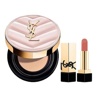 【自营】YSL/圣罗兰粉底液明彩粉光轻垫B10粉气垫唇膏口红NM组合