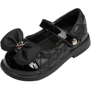 百丽童鞋女童洋气软底小皮鞋春夏舒适百搭公主鞋蝴蝶结小女孩单鞋