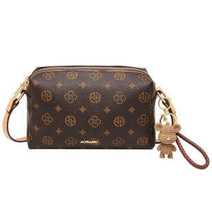 奥康小方包2025新款女士小包高级单肩包双拉链通勤包大容量斜挎包