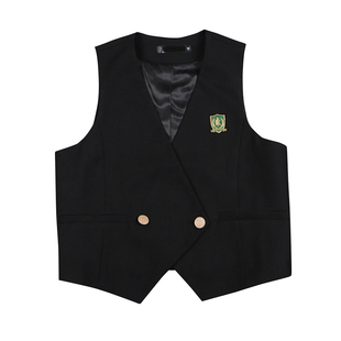 黑岩马甲jk西服池太马夹制服校园dk班服女黑色外套学生日系基础款