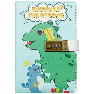 恐龙密码本儿童日记本男孩一年级带锁笔记本小学生田字格卡通本子方格手账本二年级随身a5记事本女孩记作业本