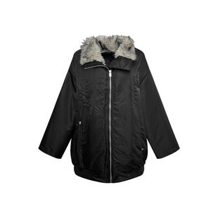NAZ那子大码冬季重工染尖仿貉子毛内里夹棉胖mm保暖防风派克外套