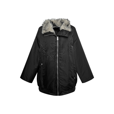 NAZ那子大码冬季重工染尖仿貉子毛内里夹棉胖mm保暖防风派克外套