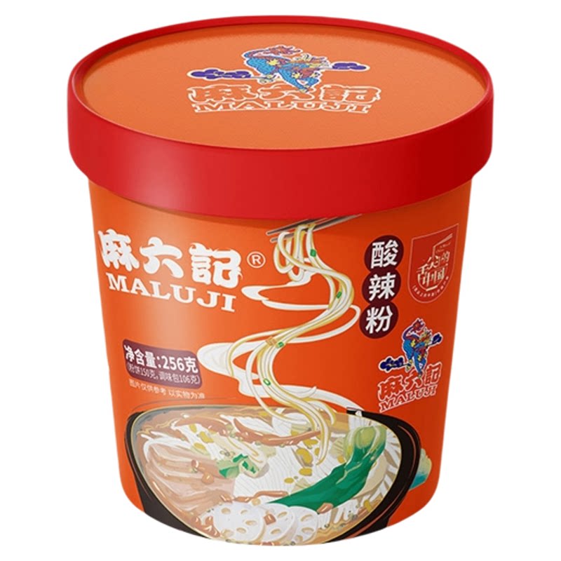 麻六记酸辣粉红薯粉冲泡方便速食粉丝米线懒人食品夜宵256g/桶装