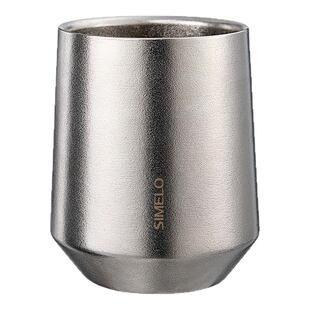 simelo施美乐纯钛杯咖啡杯双层便携家用拿铁杯酒杯功夫茶杯主人杯