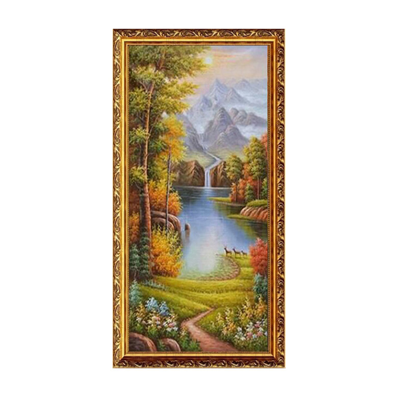 欧式风走廊过道聚宝盆手绘油画
