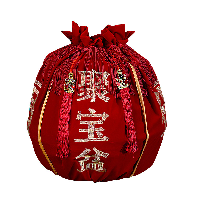结婚聚宝盆袋喜盆红色包裹布包福新娘女方娘家陪嫁包袱皮婚庆用品