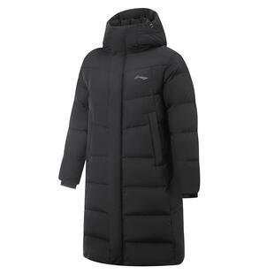 劲浪李宁男子运动必备运动休闲长款黑色拒水羽绒服外套AYMV217-2