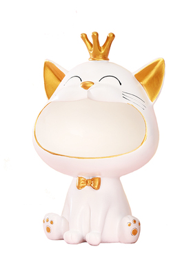 皇冠招财猫摆件进门钥匙收纳