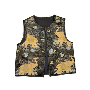 吉祥象刺绣新中式国风织锦马甲女2026春季新款高级感盘扣上衣马夹