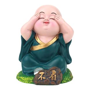禅意三不小和尚摆件一套创意五福小沙弥书房摆设办公室桌面装饰品