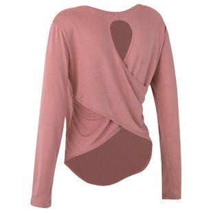 健身女孩美背瑜伽服罩衫垂感T恤衫宽松显瘦运动长袖普拉提上衣秋