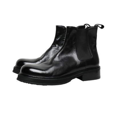 马皮复古水洗切尔西靴烟筒靴厚底