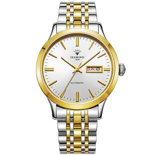 上海钻石牌手表男自动机械表防水夜光带星期日历商务官方正品男表