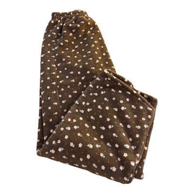 纯欲小碎花珊瑚绒睡裤女秋冬季