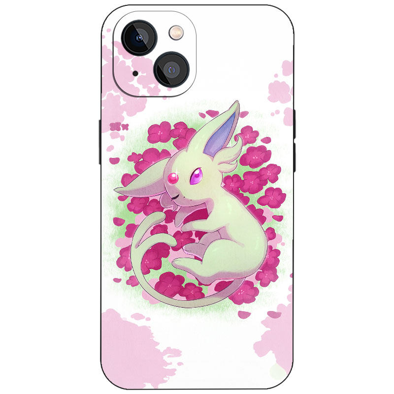 太阳伊布粉花环绕柔和水彩清新治愈日系萌系插画手机壳适用iPhone17苹果16卡通动漫迷磨砂硅胶磁吸防摔保护套