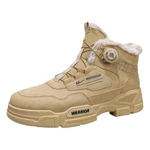 回力男鞋雪地靴冬季休闲加厚加绒保暖皮毛一体旋钮哈尔滨马丁棉鞋