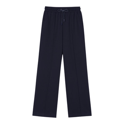 诗篇专选天丝棉混纺百搭藏蓝色休闲直筒女裤2026春季新款