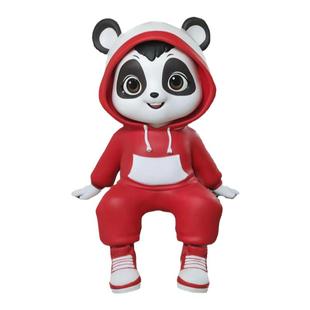 玻璃钢雕塑定制商场酒吧饭店门口大型卡通人物网红熊猫吉祥物摆件