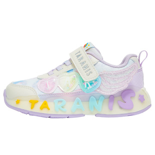 泰兰尼斯儿童闪灯运动鞋春季款女童跑步鞋柔软舒适休闲可控发光鞋