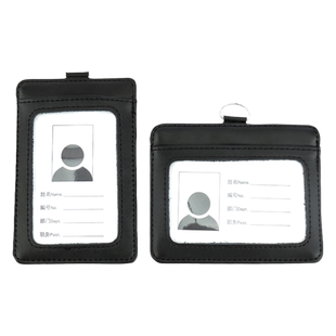 工作证套真皮带挂绳卡套双面高档员工挂脖门卡门禁卡套手工牛皮线缝卡套工牌工作牌定制