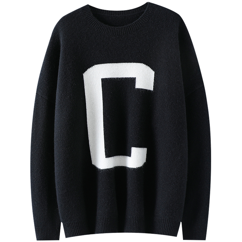 谁穿都得爱上！加厚100%纯山羊绒衫女圆领纯羊绒毛衣提花秋冬宽松