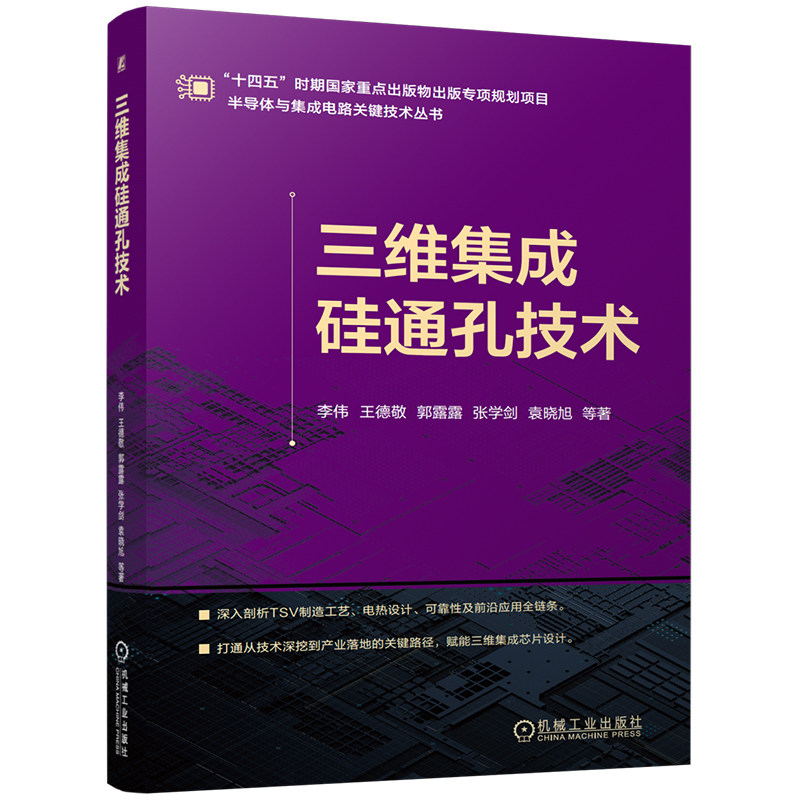 官网现货 三维集成硅通孔技术 硅通孔技术(TSV,Through Silicon Via) 三维集成 后摩尔时代 半导体封装 Chiplet异构集成