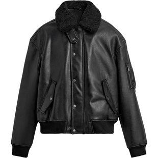 柜799！冬季男装可拆毛领仿皮革夹克5070702 800厚皮外套5070/702