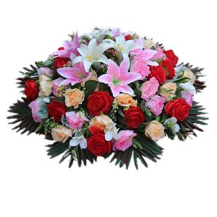 仿真圆桌花高档酒店餐桌摆花电动饭店大圆形中间桌面花艺摆件转盘