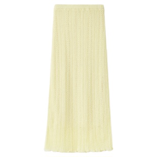 SNIDEL2025秋冬新品百搭高腰纯色直筒木耳边针织半身裙SWNS255105