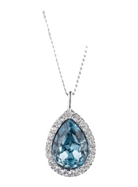 简约海蓝宝石奥地利毛衣链纯银