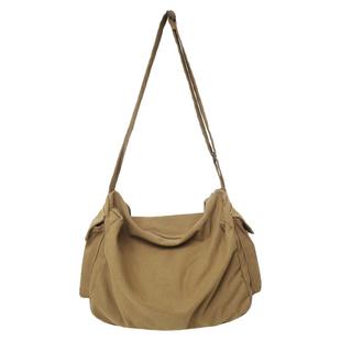 日系慵懒风帆布包男款大容量斜挎包复古邮差包上班通勤单肩包旅行