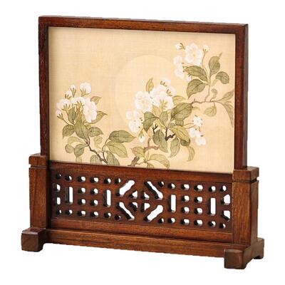 异丽实木隔断插屏中式桌面摆件