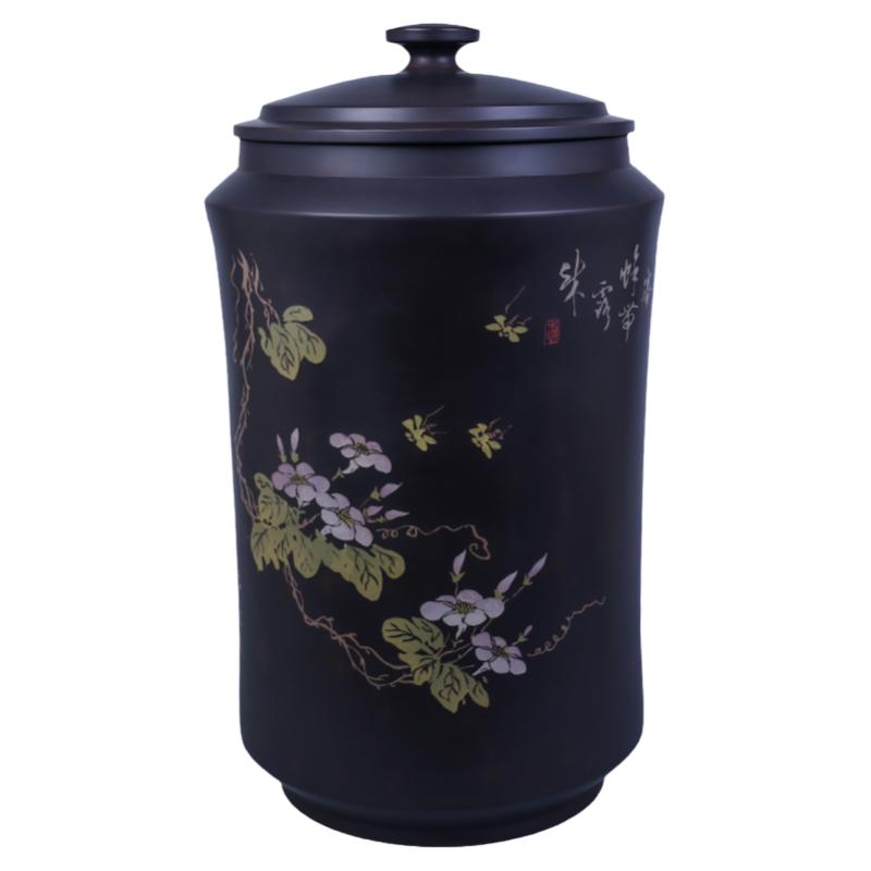 建水紫陶357克饼16饼储茶罐